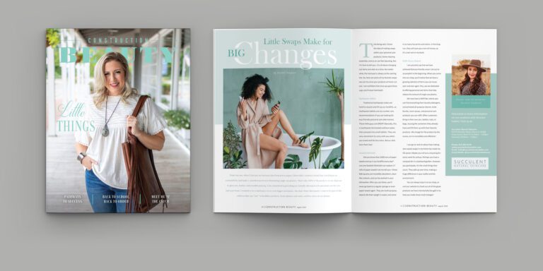 Softcover magazine or brochure mock up isolated on soft gray bac